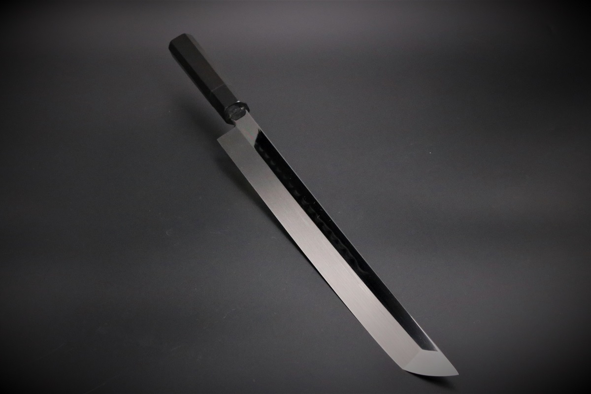 タコ引き　水本焼 玄海正国】先丸タコ引き 平鏡面 尺一 白二 水本焼（黒檀鞘 水