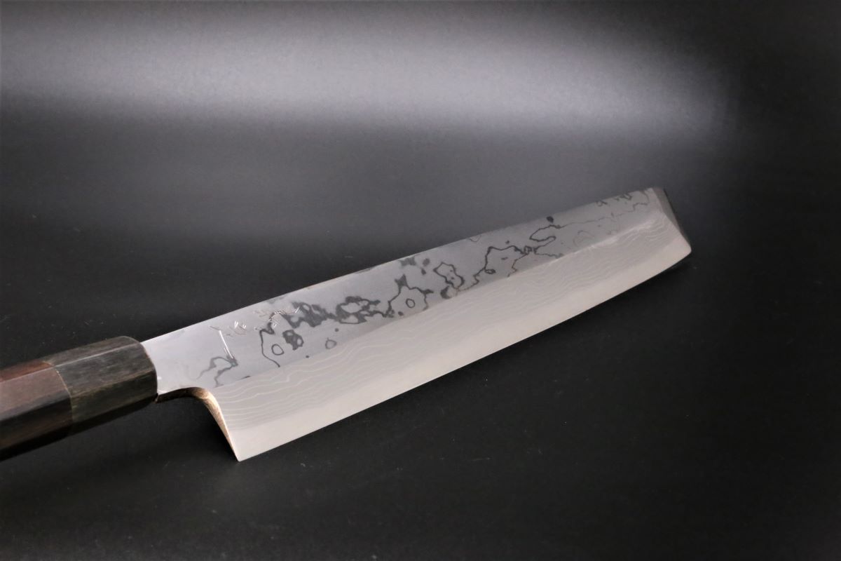 骨切 青鋼ダマスカス 330mm 黒檀柄 京之鍛冶師 義定作-歌舞伎ナイフ