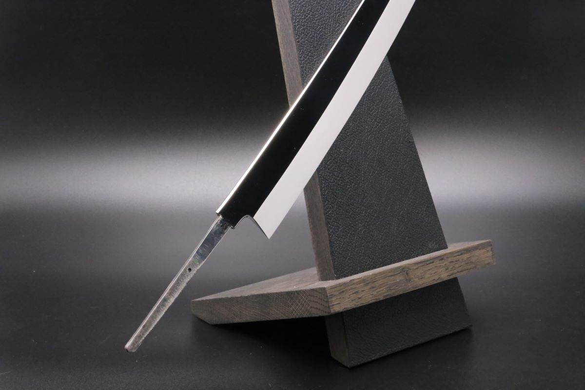 剣型 切付柳刃 V金10号 390mm 全鋼本焼 鏡面仕上げ 中川悟志作