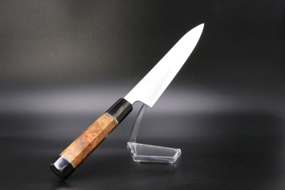 和牛刀 210mm 白二鋼 全鋼本焼 手研ぎ 花梨柄-歌舞伎ナイフ 和牛刀 210mm 白二鋼 全鋼本焼 手研ぎ 花梨柄-歌舞伎ナイフ