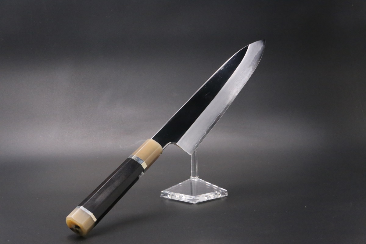 ウルトラ鏡面V金10号和牛刀240mm デザートアイアンウッド柄 和牛刀 V金10号 割込み 270mm 両鏡面仕上げ 黒檀柄 中川悟志作-歌舞伎