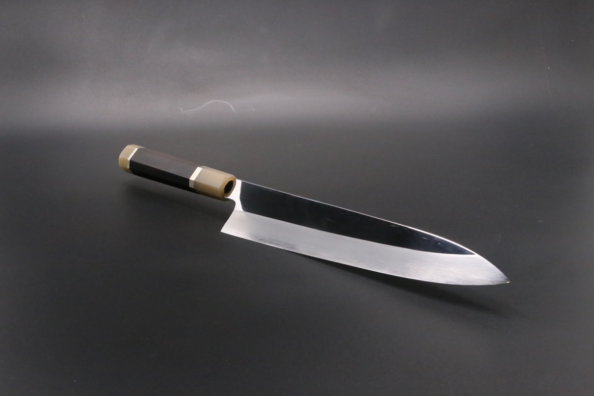 和牛刀 V金10号 割込み 270mm 両鏡面仕上げ 黒檀柄 中川悟志作-歌舞伎