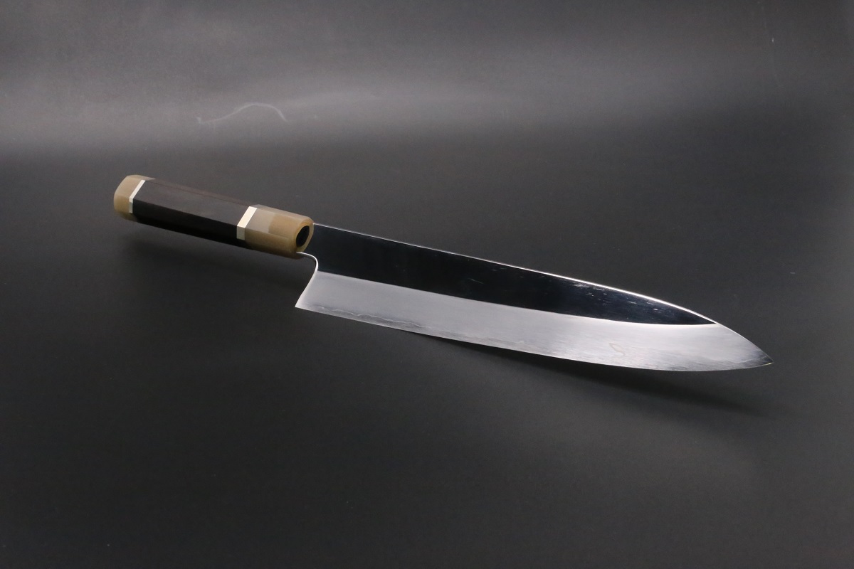 和牛刀 V金10号 割込み 270mm 両鏡面仕上げ 黒檀柄 中川悟志作-歌舞伎
