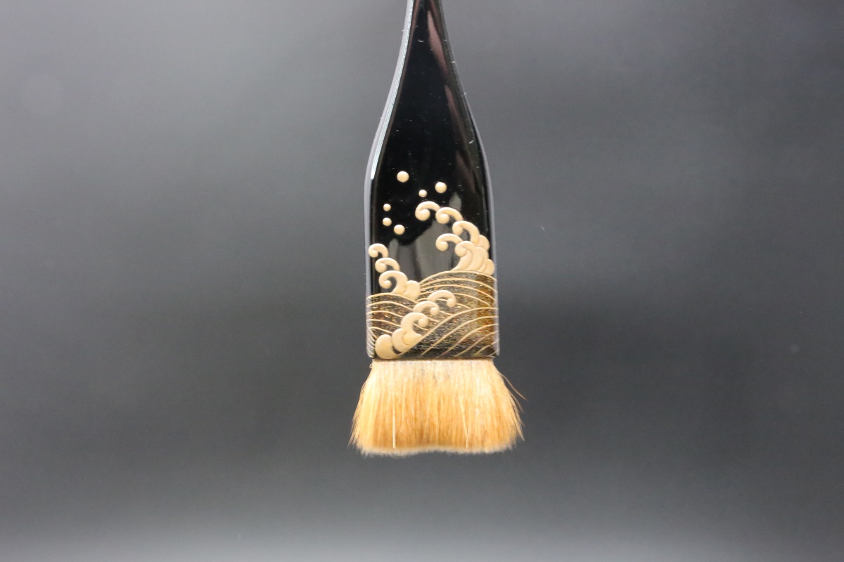 漆塗り 波 蒔絵 最高級 イタチ刷毛 8分-歌舞伎ナイフ