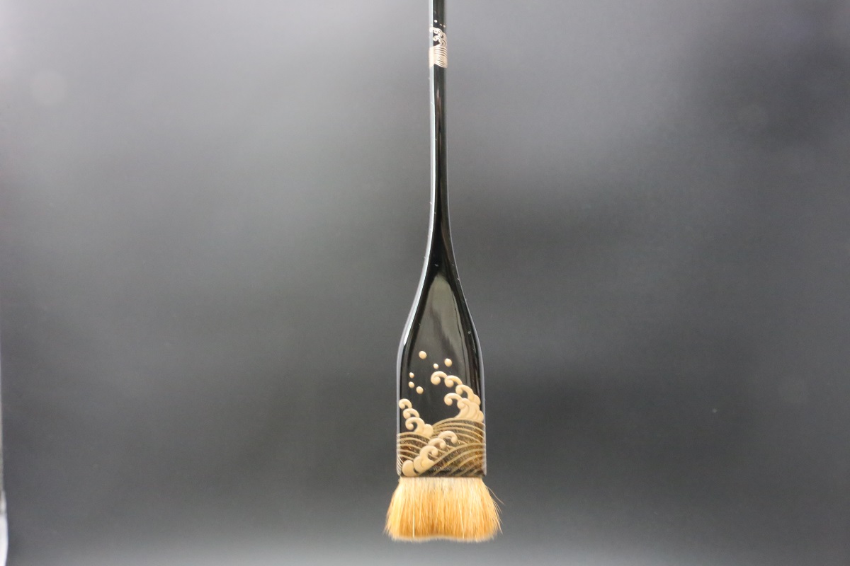 漆塗り 波 蒔絵 最高級 イタチ刷毛 8分-歌舞伎ナイフ