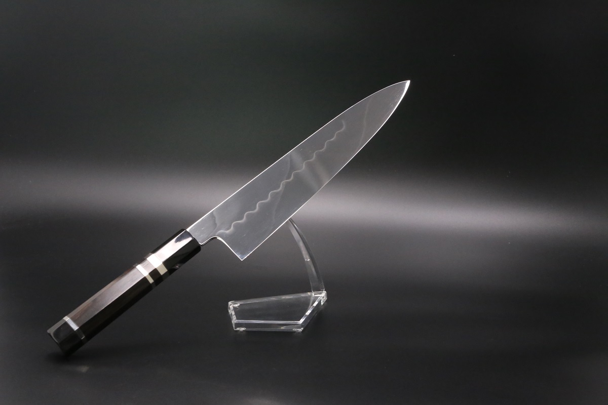 池田美和　水本焼　白一 富士山　満月　火(Kachi) 牛刀240mm 野村祥太郎 x 池田美和 作 白一