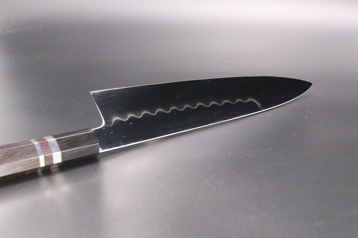 Wa-Gyuto Shirogami-3 (WS#3) Oil Quenching 240mm Mirror Namiukashi Hamon By  Ikeda Yoshikazu