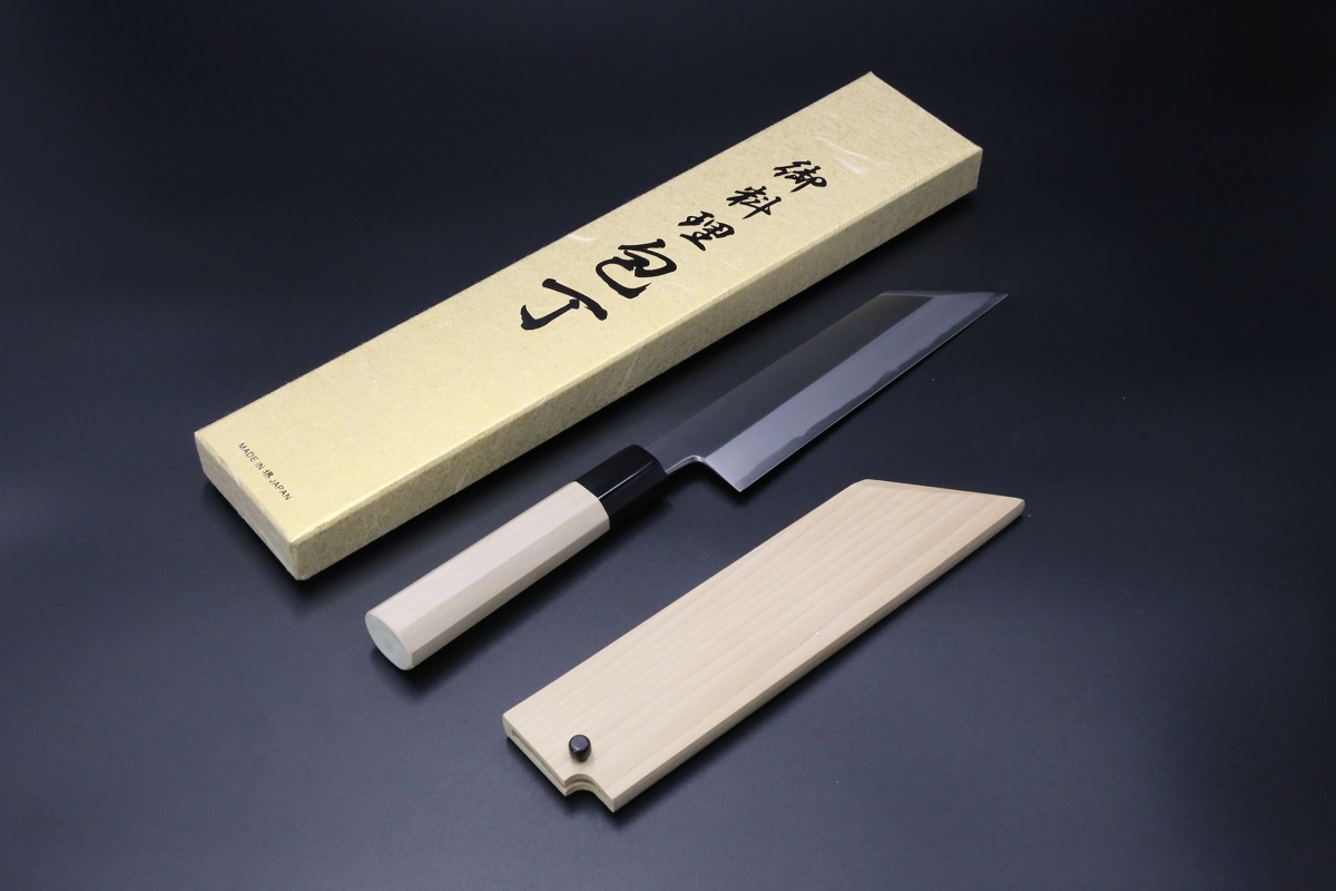 ホーム :: 白二鋼上作 :: ケンムキ 白2鋼 180mm 本鍛造 上霞-歌舞伎ナイフ
