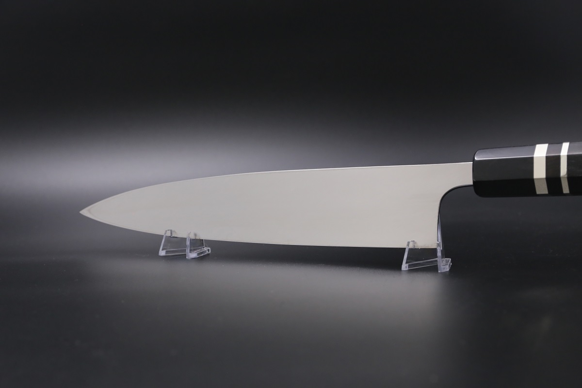 マ*ン様 出刃包丁　鏡面6寸V10金 身卸出刃 V金10号 240mm 全鋼本焼 平鏡面 黒檀柄 鞘付き-歌舞伎ナイフ