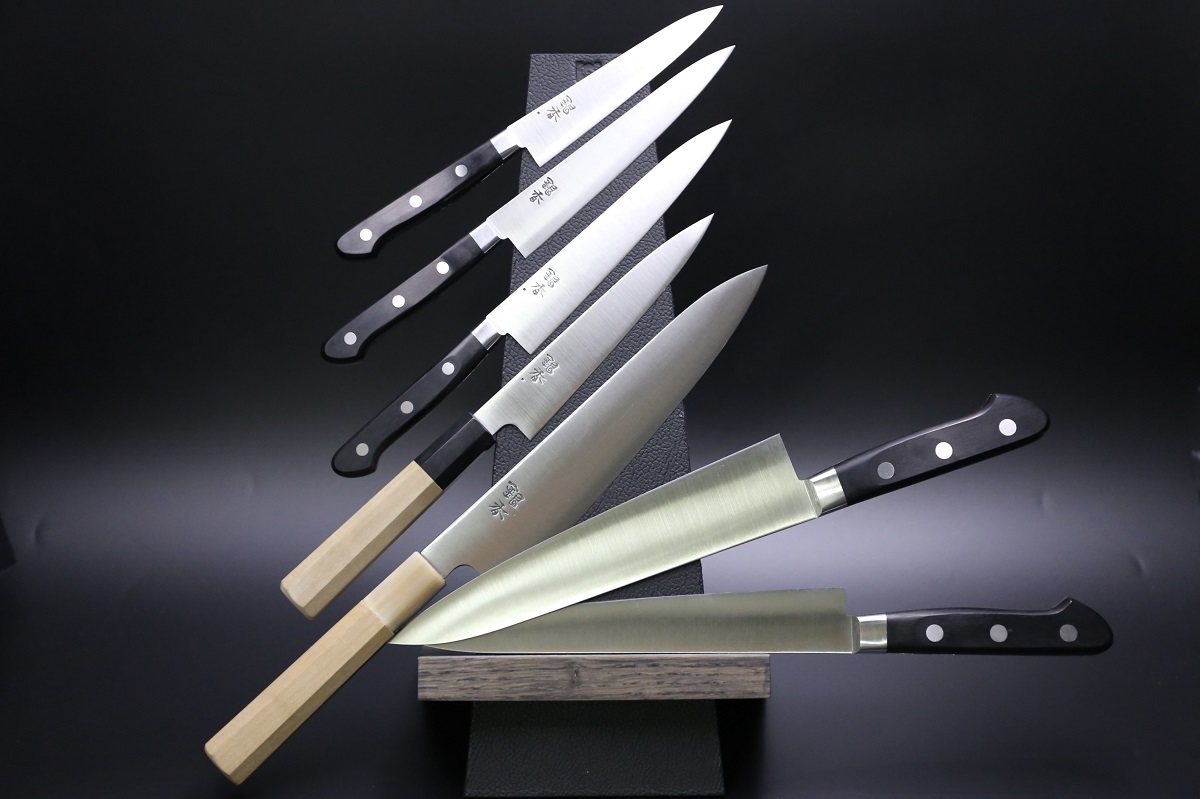 牛刀 白二鋼 210mm 本焼 手研ぎ 銀香 芦刃物製-歌舞伎ナイフ