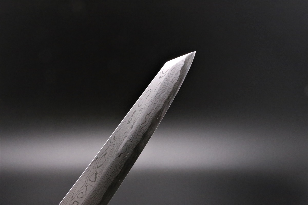 切付柳刃 青一鋼 300mm ダマスカス 墨流し-歌舞伎ナイフ