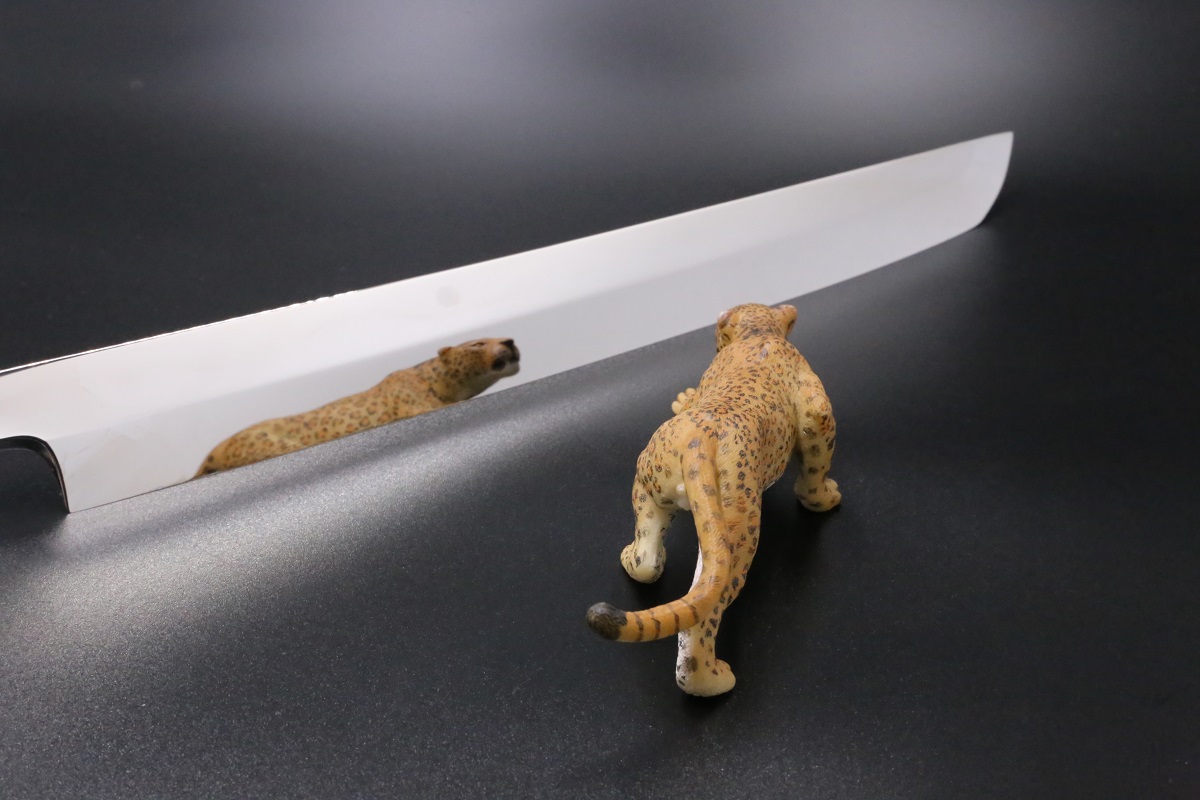 先丸蛸引 白一鋼 300mm 水本焼 全鏡面 富士掛かり満月 裏三日月 先丸蛸引 白一鋼 300mm 水本焼 全鏡面 富士掛かり満月 裏三日月