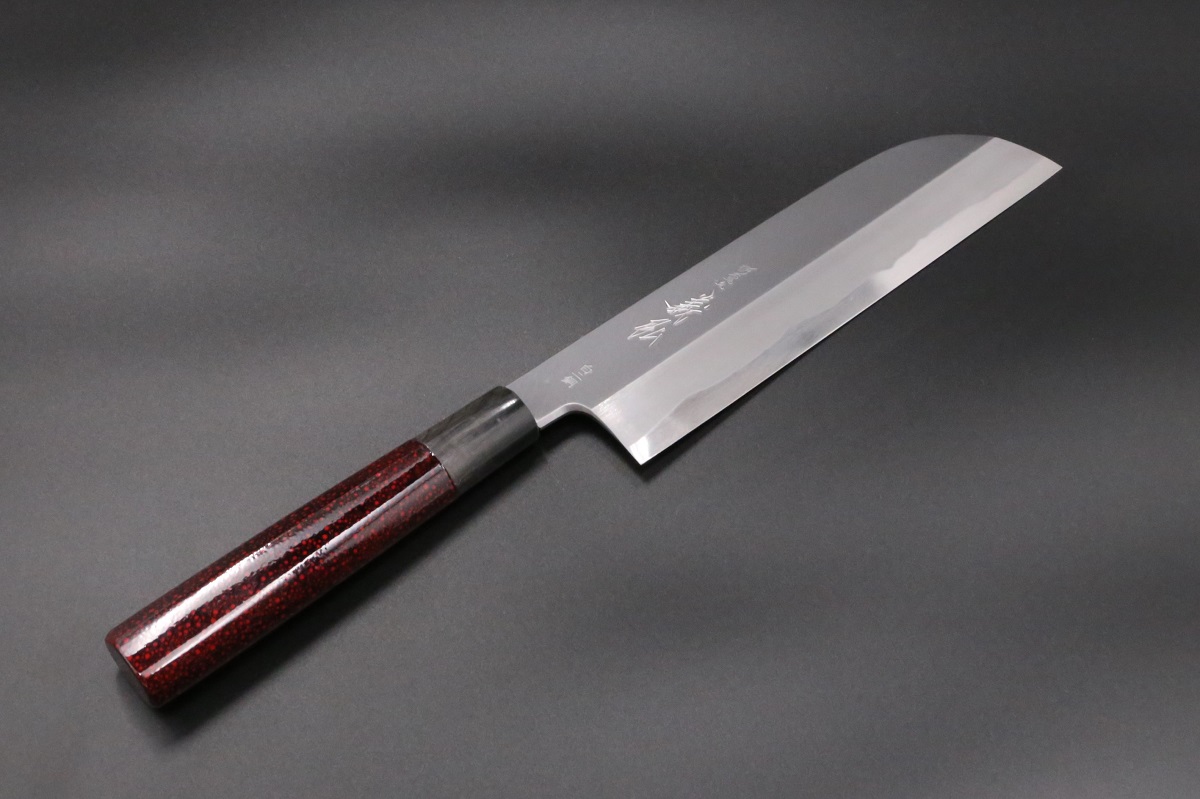 薄刃鎌型 白2鋼 210mm -義弘- 上霞 黒江塗 ななこシリーズ-歌舞伎ナイフ