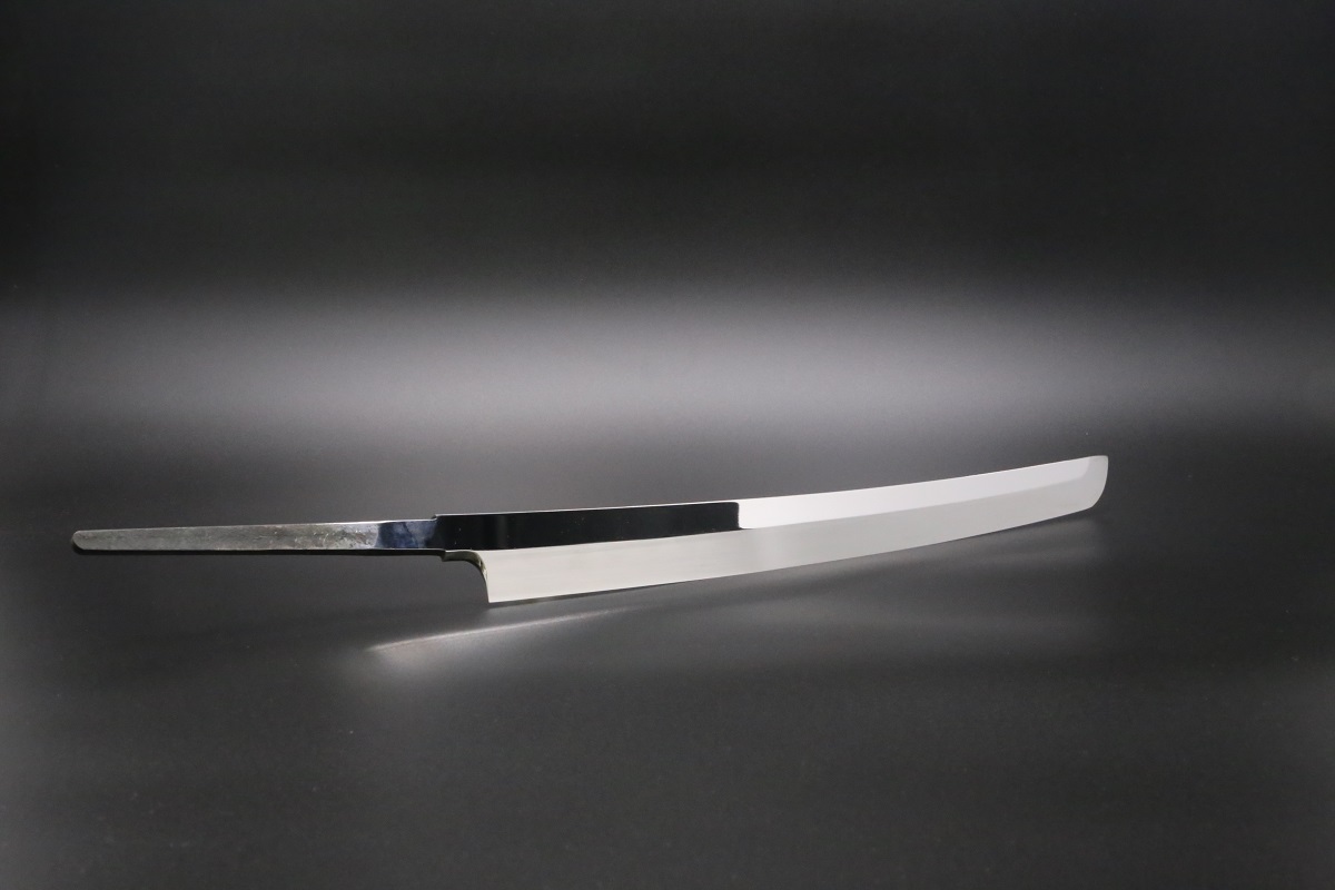 柄鞘桐箱付画像】先丸蛸引 白一鋼 360mm 水本焼 鏡面仕上げ 黒檀