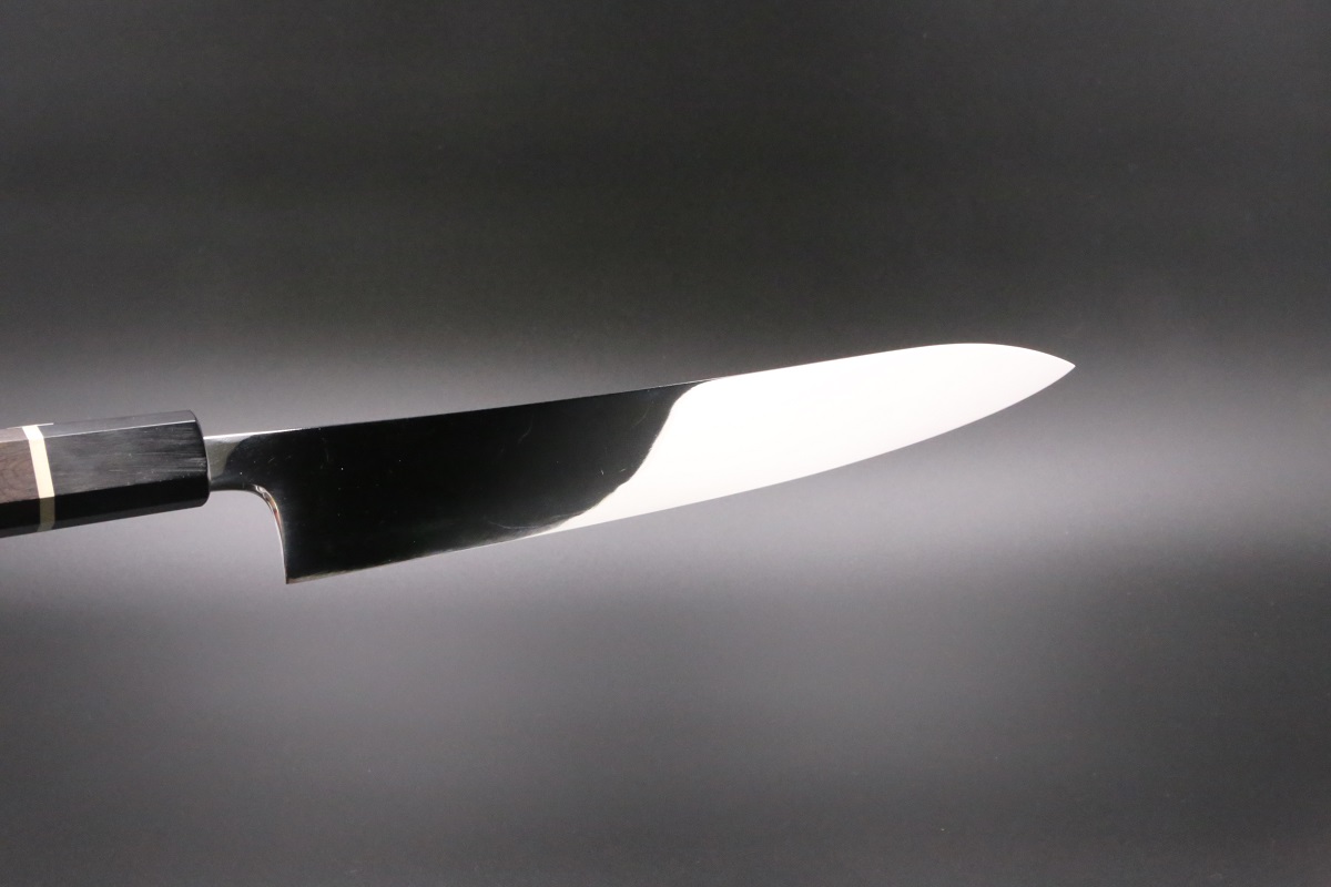 新作】筋引 V金10号 240mm 両刃 全鋼本焼 全鏡面 八角黒檀柄