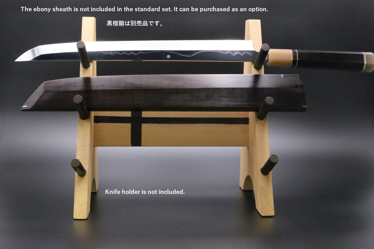 先丸蛸引 白一鋼 360mm 水本焼 富士掛かり満月 両鏡面 八角黒檀
