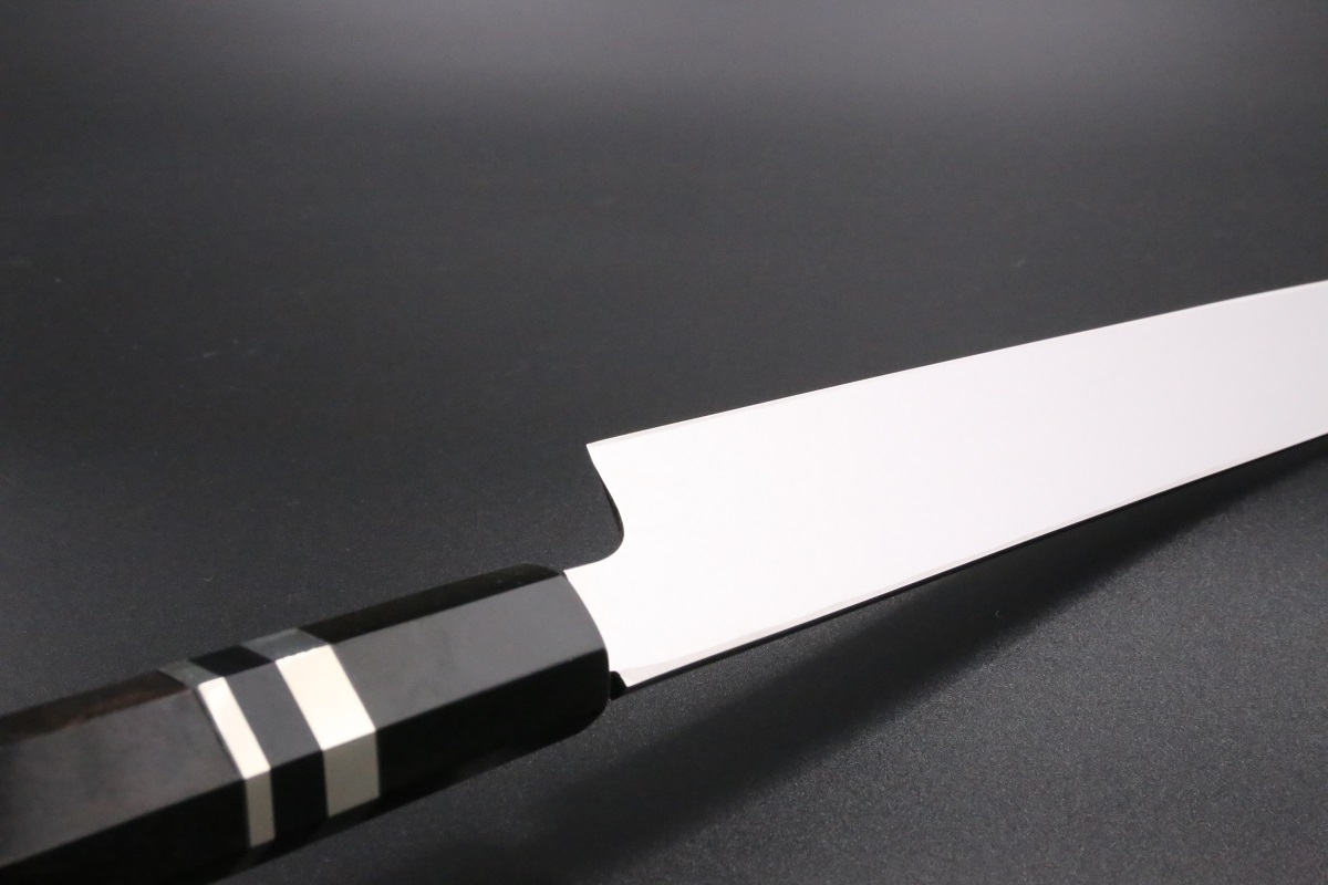 切付柳刃 白一鋼 270mm 水本焼 全鏡面 池田美和作-歌舞伎ナイフ
