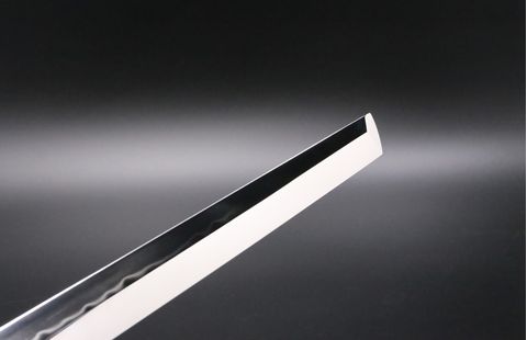 先丸蛸引 白一鋼 330mm 水本焼 全鏡面 波浮かし刃文 池田辰男氏作-歌舞