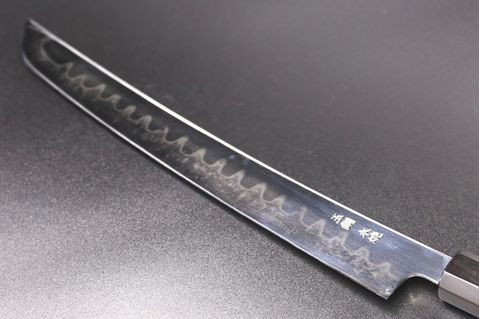 先丸柳刃 玉鋼 300mm 全鏡面仕上 八角黒檀柄 鞘付き 平泰明作