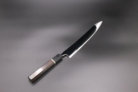 新作】筋引 V金10号 240mm 両刃 全鋼本焼 全鏡面 八角黒檀柄